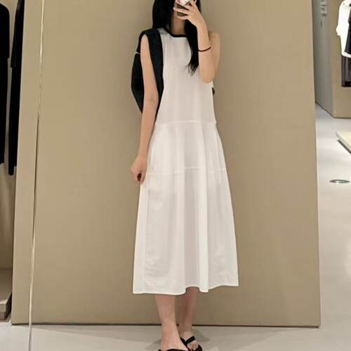 C*S女装休闲版型拼接无袖连衣裙2