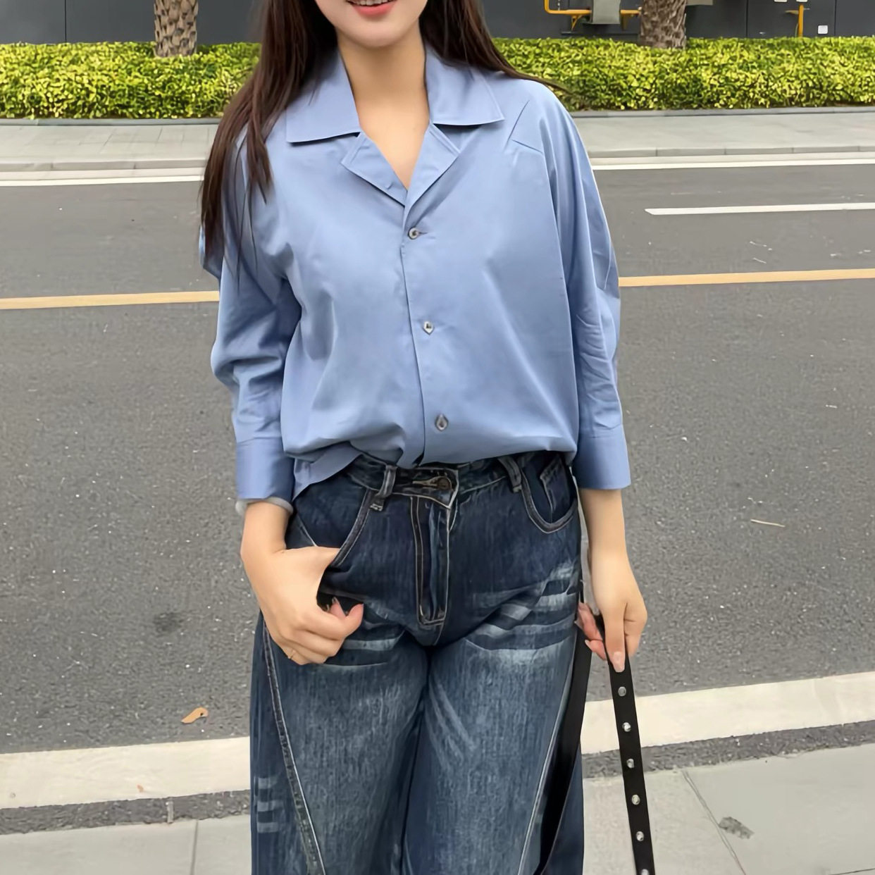 CS女装休闲版型雕塑感棉质衬衫蓝
