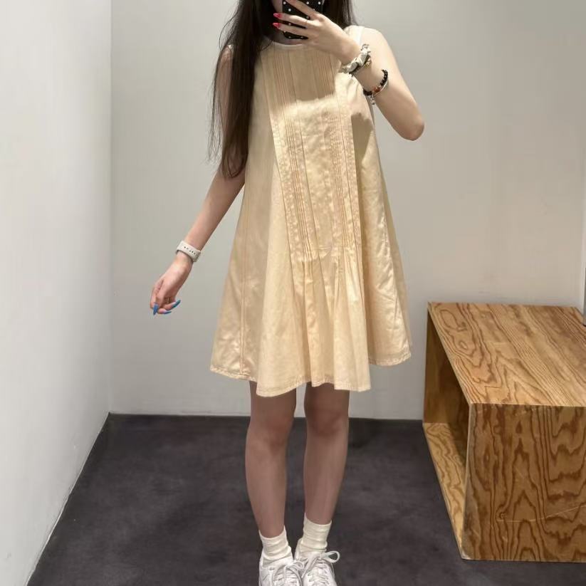C*S女装标准版型细褶迷你连衣裙