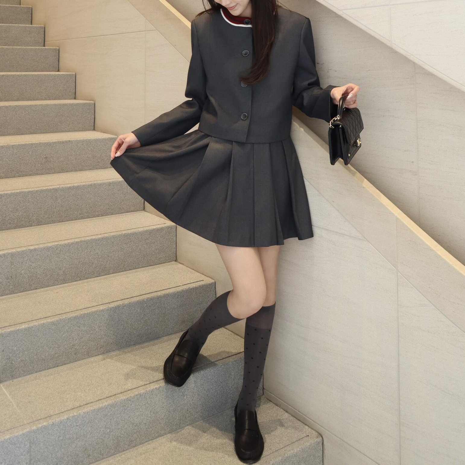 SW撞色毛织圆领外套女26秋季新款