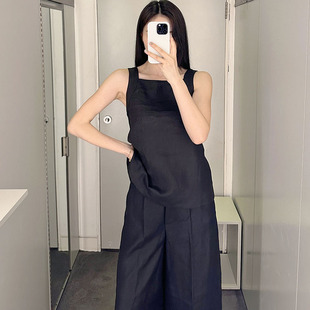 背心外穿女 极简COS风女装 休闲版 型黑色吊带背心宽松版 型上衣无袖