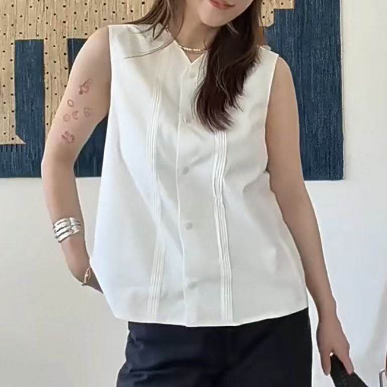 CS女装休闲版型无袖衬衫背心上衣