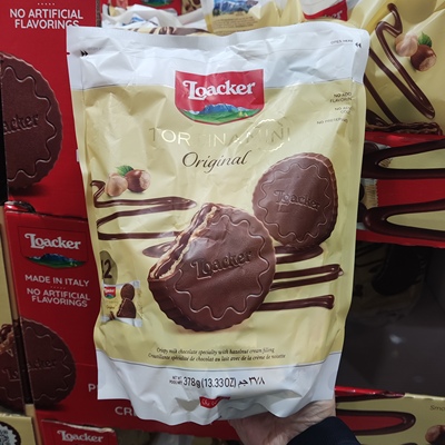 开市客代购意大利进口莱家迷你榛子味饼干牛奶巧克力独立包装378g