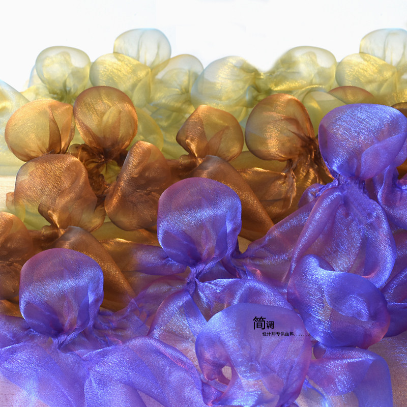 肌理改造网纱布料再造薄纱材料透明幻彩设计服装婚庆布置纱幔面料