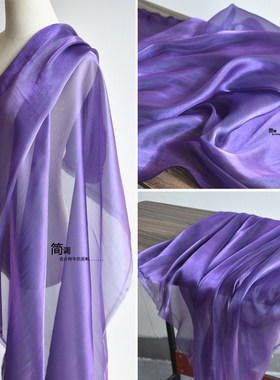 紫色顺滑特殊金属光泽服装布料
