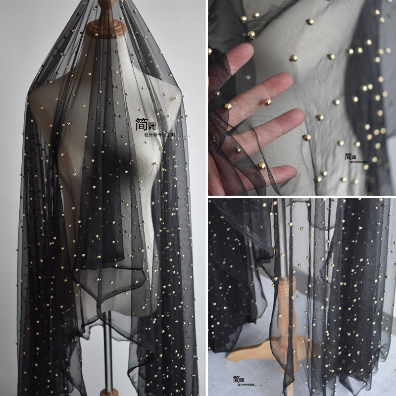 不规则纯手工绣花网纱服装布料