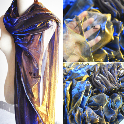 幻彩渐变金蓝晒衣服装设计师布料