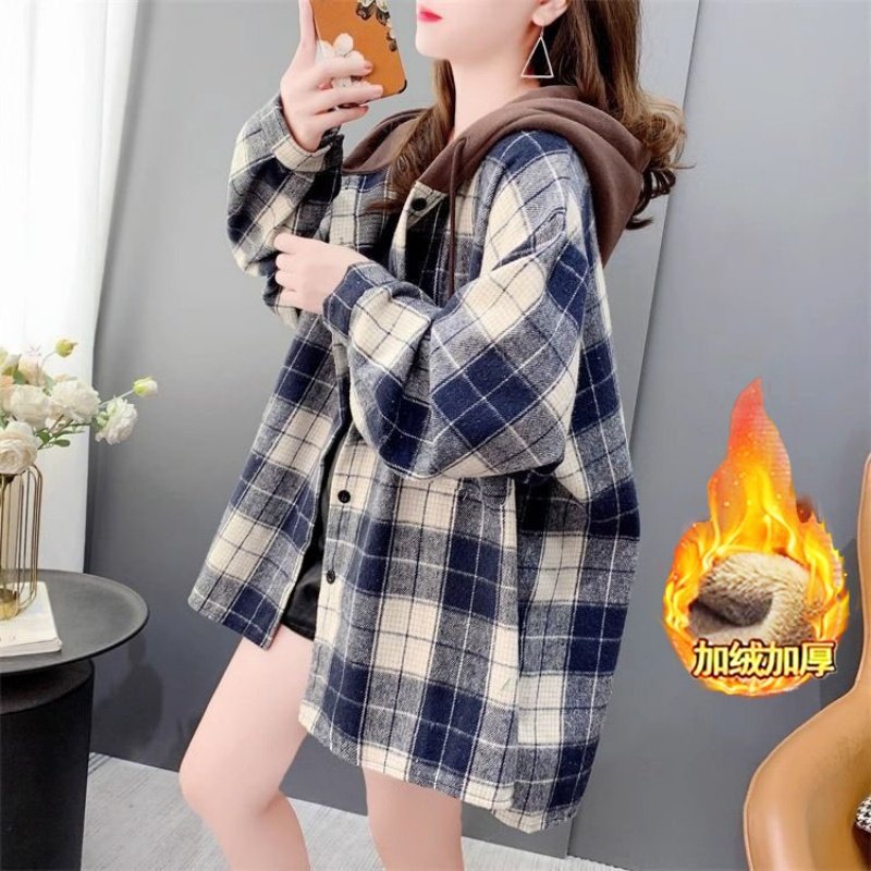 春秋新款格子衬衫外套女