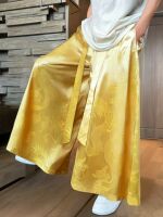 Spring and summer men's Hanfu trousers, ice silk jacquard dragon pattern casual wide-leg pants, retro Chinese style loose wide-leg pants thumbnail 4