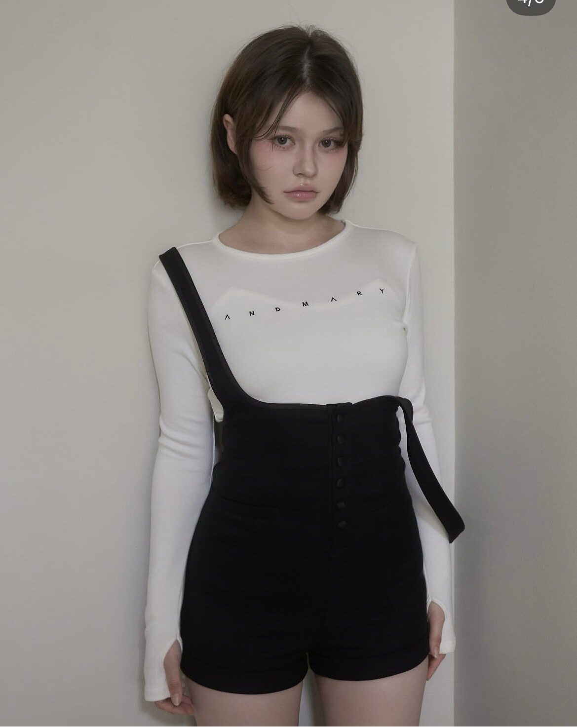 定制｜甜妹andmar*y可爱纯欲收腰翘臀背带裤舒服长袖薄绒打底上衣