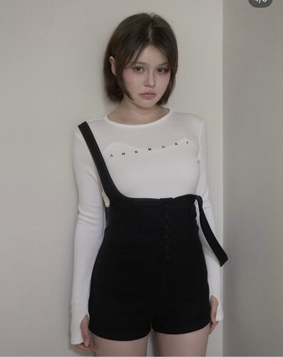 29号补款｜甜妹andmary纯欲显身材翘臀背带裤舒服打底上衣套装