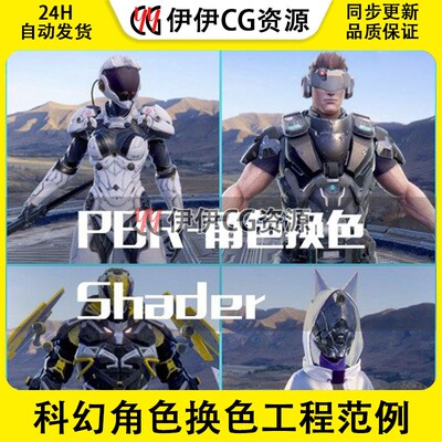 Unity u3d TA技术美术Shader E3D-科幻角色换色-PBR 材质工程范例