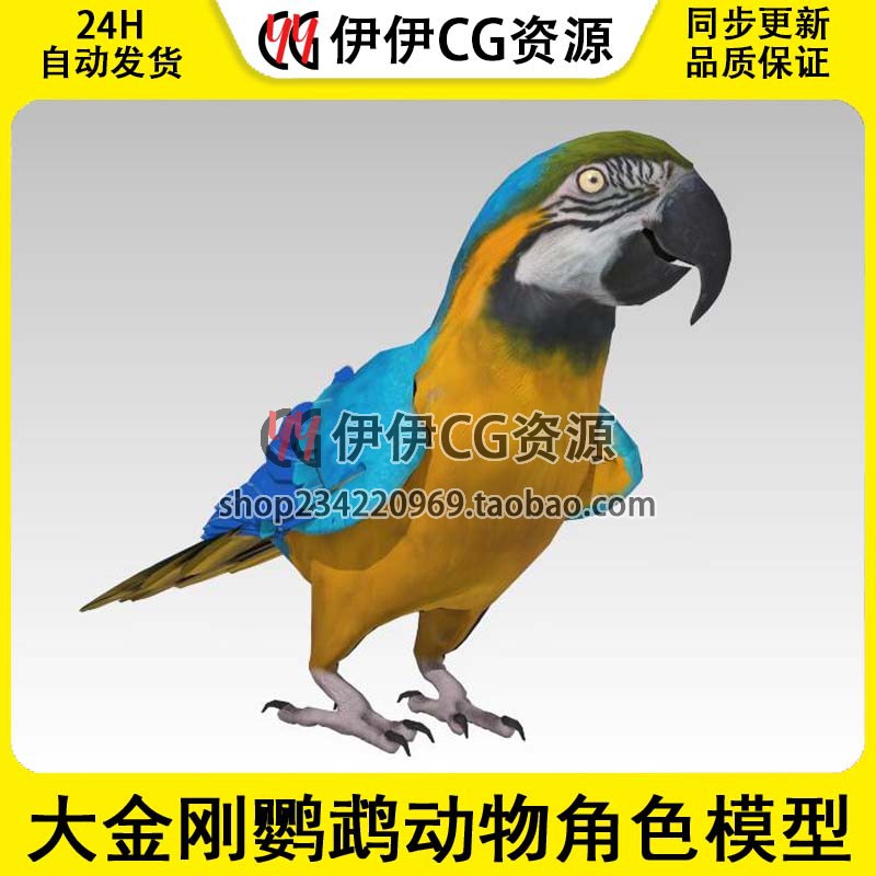 UE5虚幻5 大金刚鹦鹉动物角色模型 Blue and Yellow Macaw