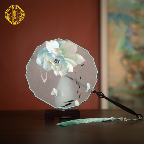 千丝画苏绣双面绣团扇汉服配饰