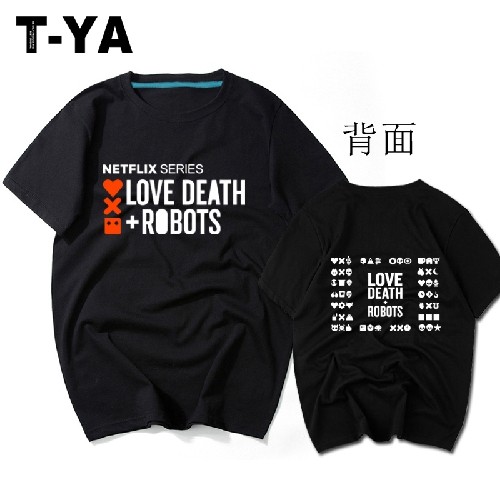 科幻短片爱死亡和机器人短袖t恤衫男女半截袖上衣服可来图定制T恤