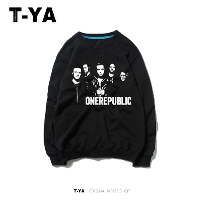 时代乐队加绒长袖t恤圆领卫衣