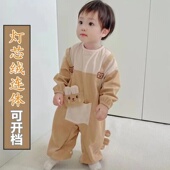 宝宝连体罩衣婴儿童学爬服一体式 爬行服外穿耐脏秋冬全身护衣洋气