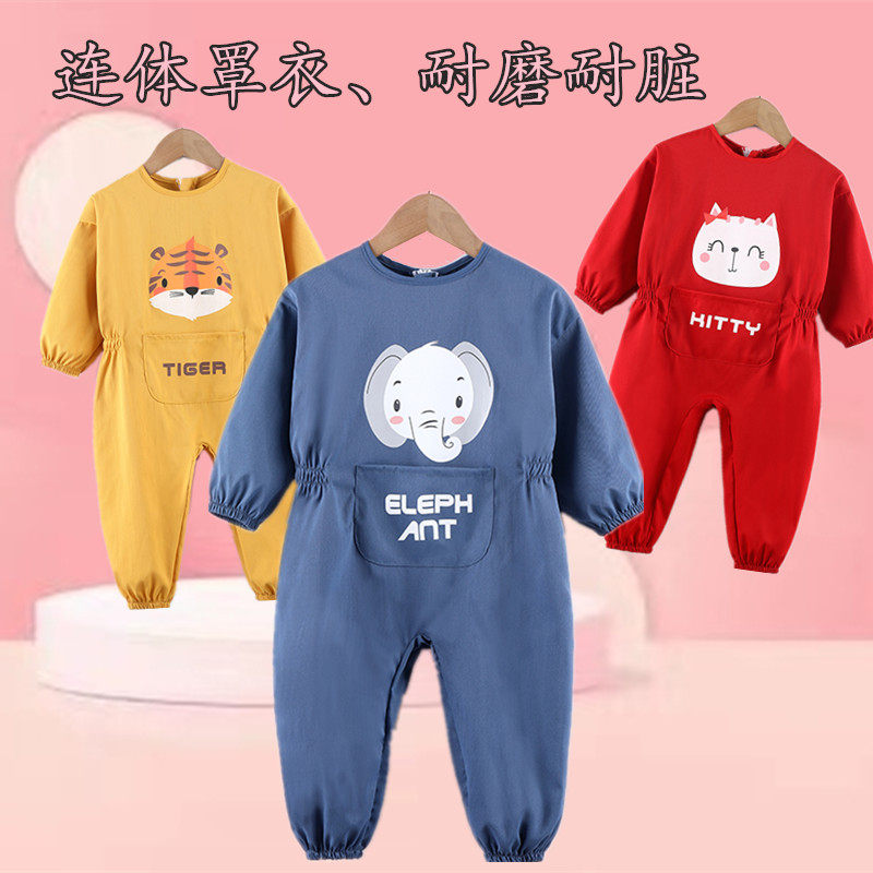 宝宝连体罩衣爬爬服防污全包围图片
