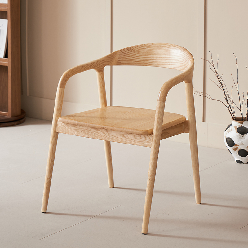 实木餐椅家用北欧阳台现代洽谈聊天桌椅组合扶手靠背休闲书桌椅子