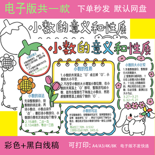 小数的意义和性质手抄报模板数学四年级下册第四单元思维导图t193