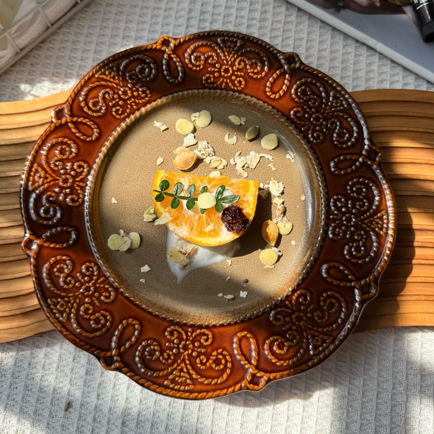 法式宫廷风釉下彩陶瓷西餐盘子菜盘高级感西餐厅酒店商用点心盘