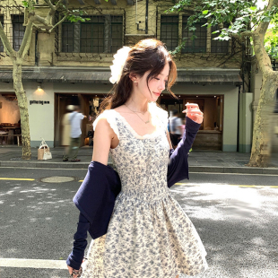 显白藏青色针织开衫 收腰连衣裙 套装 两件套 5532 Y.JIA Y26 伊嘉