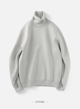 Extfine冬季新款极简高级弹力舒适纯色高领针织毛衣男合身百搭