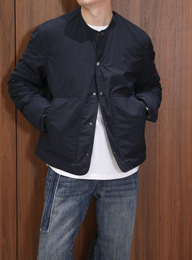 Extfine冬季日系复古简约无领设计感小众保暖棉服夹克外套男宽松