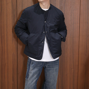 Extfine冬季 日系复古简约无领设计感小众保暖棉服夹克外套男宽松