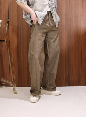 Extfine春夏立体剪裁垂感做旧水洗牛仔直筒宽松男士通勤休闲长裤