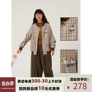 odd maker复古格子外套女秋季宽松街头设计感格纹棒球服夹克上衣