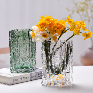 ins风高级感家用轻奢水培花瓶玻璃透明插花玫瑰鲜花客厅餐桌摆件