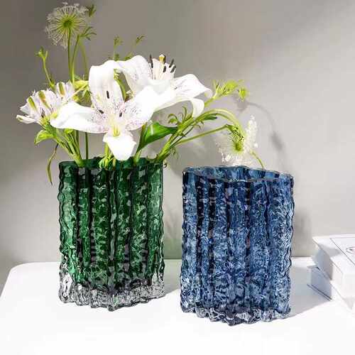 高颜值桌面摆件冰川插花花瓶网红