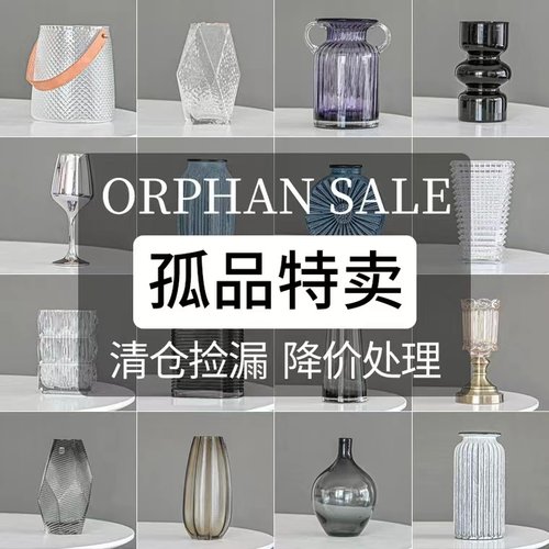 盲盒捡漏尾货处理手工玻璃花瓶干花鲜花台面落地现代复古插花器具