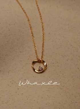 莫比乌斯 | Whaxle 环形镶嵌吊坠极简高级风镀18K金银项链锁骨链