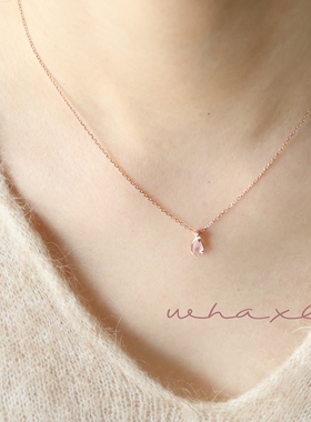 樱花树下| Whaxle天然粉晶樱花瓣玫瑰金设计感轻奢高级项链锁骨链