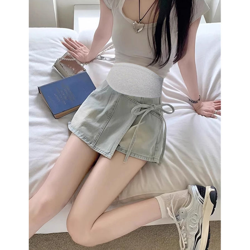 孕妇短裤夏季薄款外穿不勒肚子打底裤裙女2025新款大码牛仔裤夏装