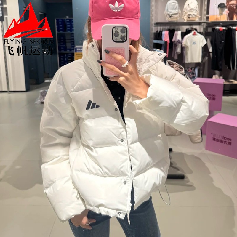 阿迪达斯女装2025冬款暖芯防风拒水保暖运动休闲羽绒服外套KH3977