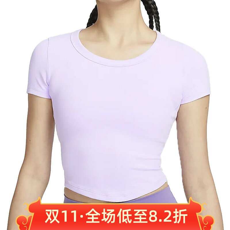 NIKE耐克女装2024夏速干透气跑步健身短款紧身短袖T恤 FN2805-512