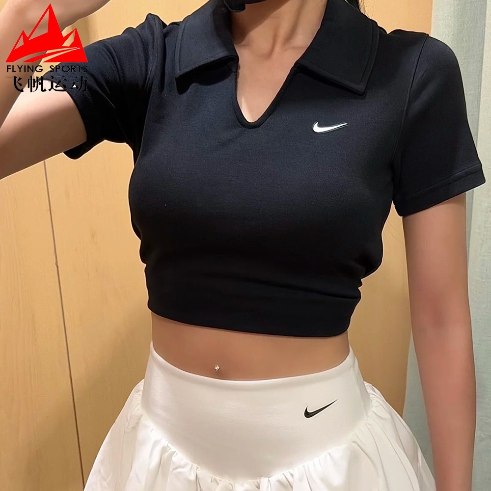 Nike耐克女装2026秋经典短款V领休闲运动短袖POLO衫T恤IO2730-010