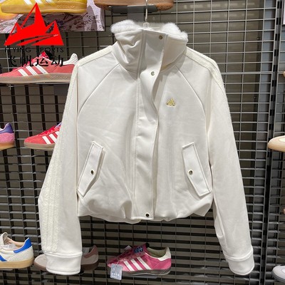 阿迪达斯女装2026春新年款毛绒保暖立领时尚人造毛夹克外套KH2662