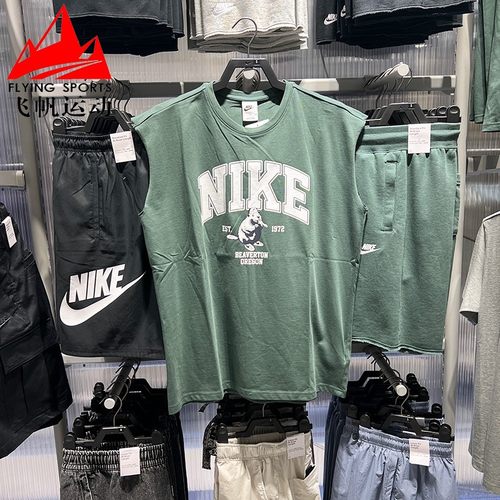 耐克男装2025夏复古纯棉印花无袖运动圆领背心T恤上衣 IH0819-338