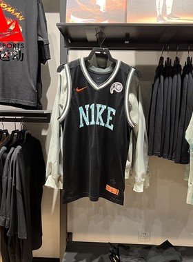 耐克男装2024夏宽松透气速干篮球训练球衣运动背心T恤 HF6136-010