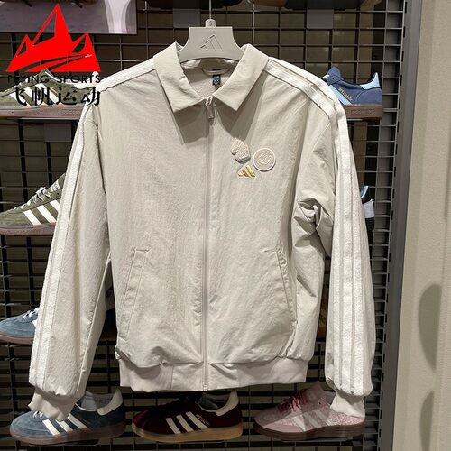 阿迪达斯男装2026新年款拒水梭织宽松加绒保暖运动夹克外套KE4058