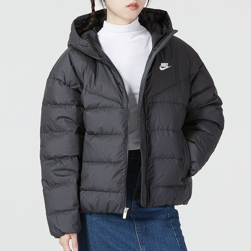 Nike耐克羽绒服女2025冬加厚保暖休闲运动连帽夹克外套DQ5904-010