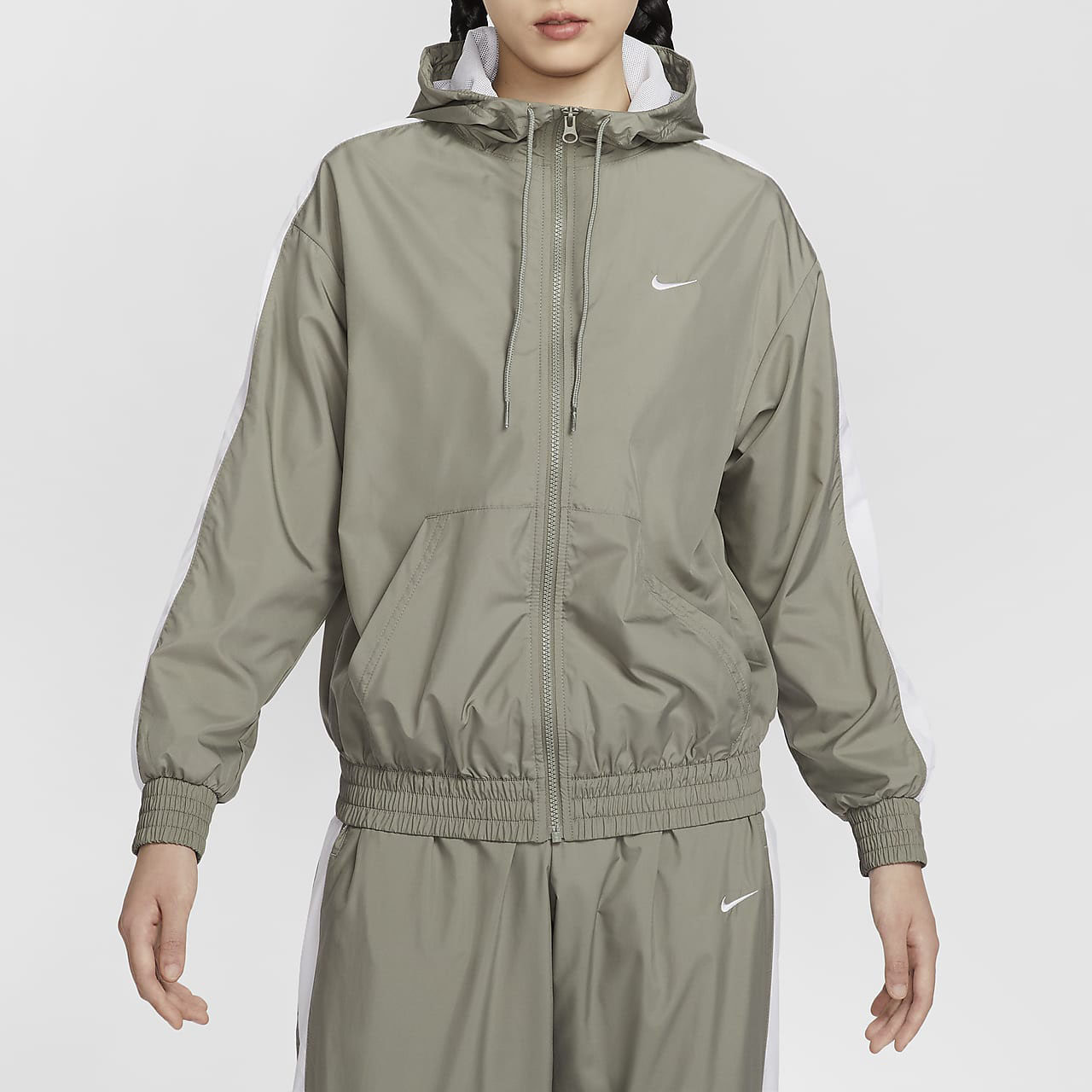 耐克2024秋新款女子拼接连帽宽松运动服防晒防风衣外套FV6299-320