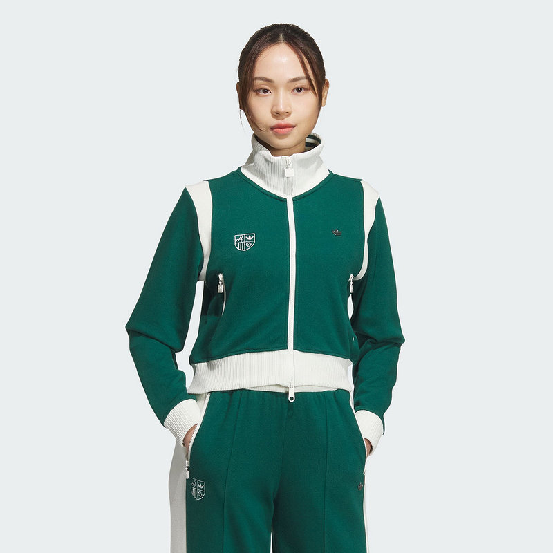 阿迪达斯三叶草女装2025春款时尚针织撞色百搭运动夹克外套JM8021