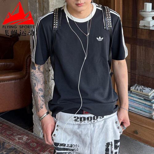 阿迪达斯三叶草男装2026夏季柔软舒适修身休闲运动短袖T恤 KX7991