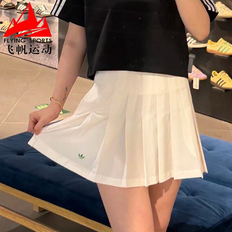 阿迪达斯三叶草短裙女2025夏季加打底百褶裙运动百搭半身裙JC6769