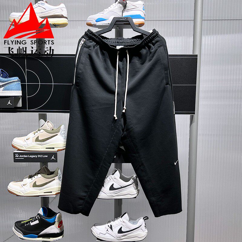 耐克男裤2025夏针织宽松直筒速干透气篮球九分运动长裤HQ7990-010